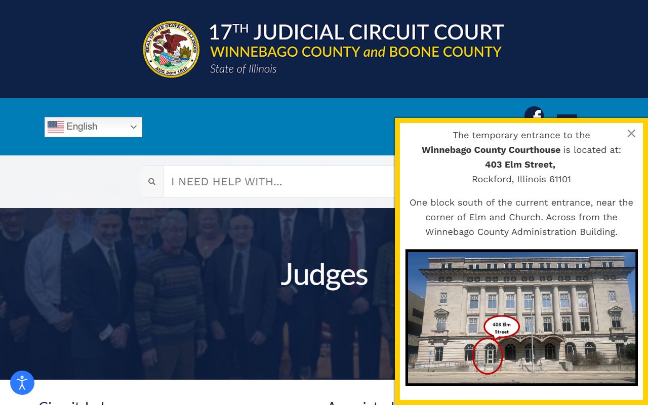 17th Judicial Circuit current circuit and associate judge roster covering Winnebago County