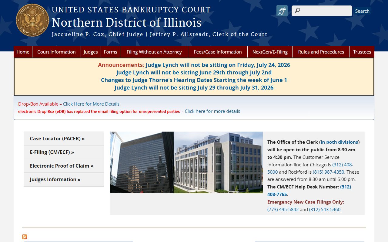 U.S. Bankruptcy Court for the Northern District of Illinois home page