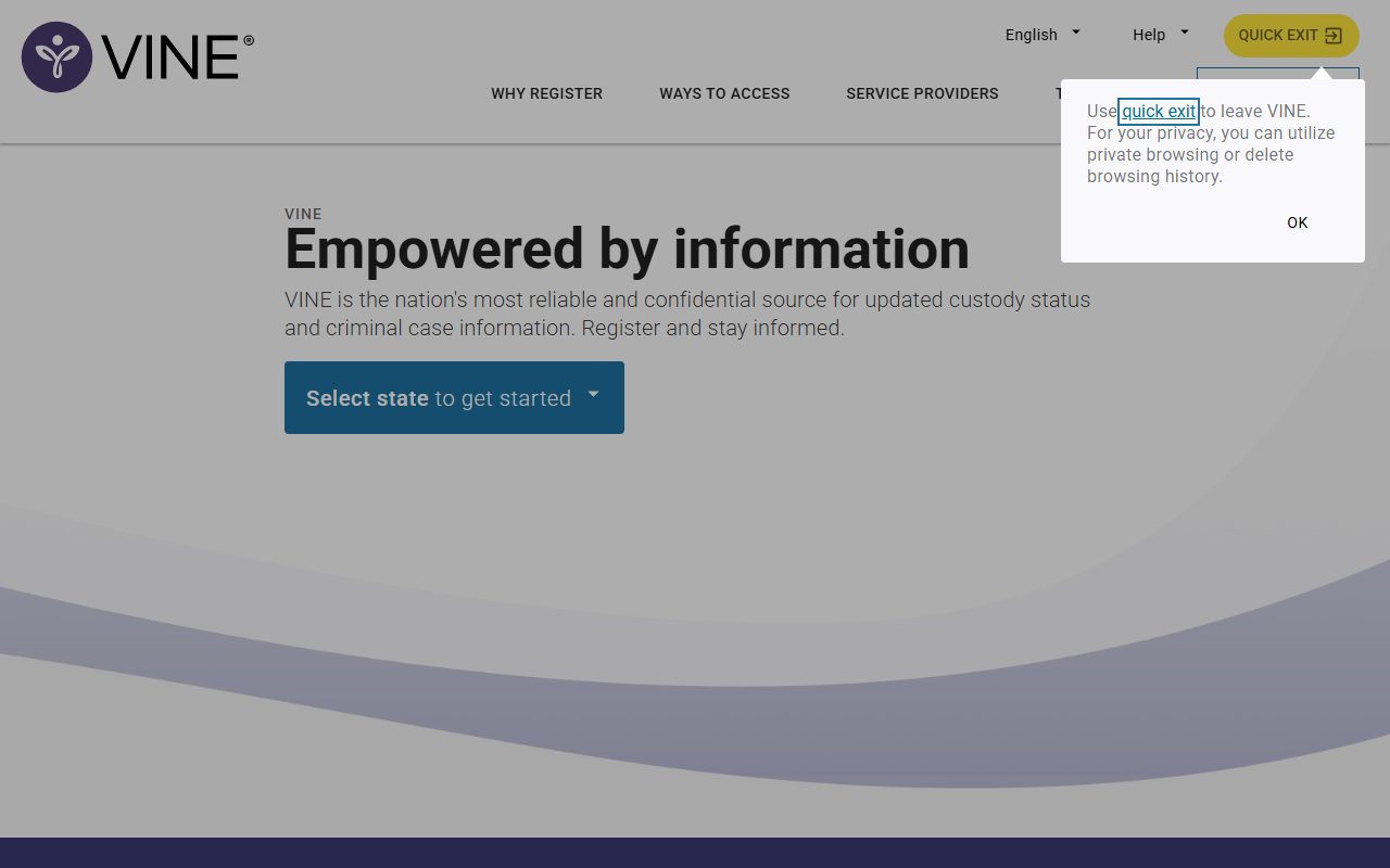 VINELink victim notification and custody status portal for Winnebago County inmates