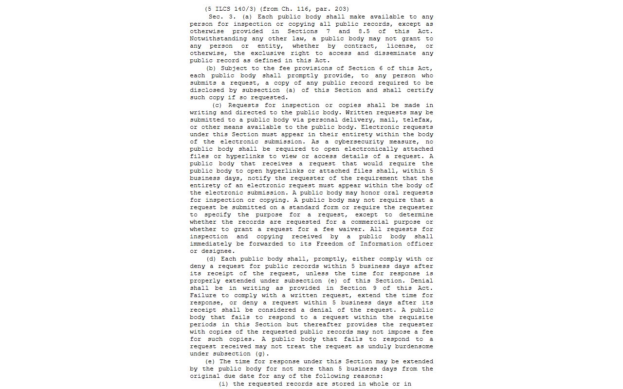 Illinois FOIA inspection and copying duties statute applied to Winnebago County records