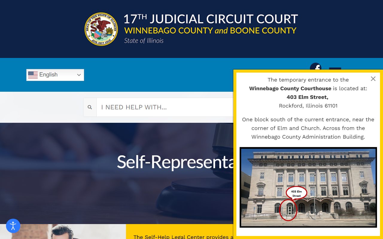 17th Judicial Circuit self-representation page used by Winnebago County released inmates and their families